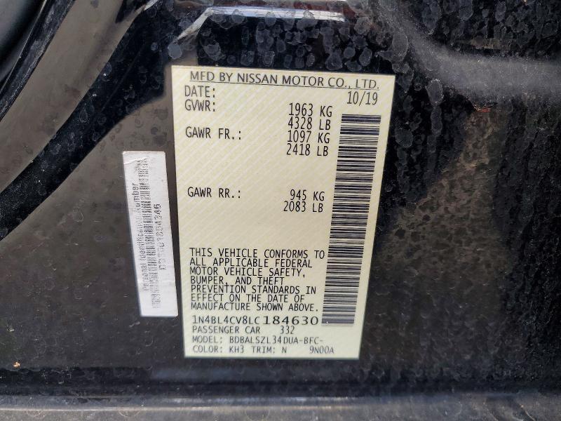 2020 Nissan Altima მანქანა იყიდება აუქციონზე, vin: 1N4BL4CV8LC184630, აუქციონის ნომერი: 59397036
