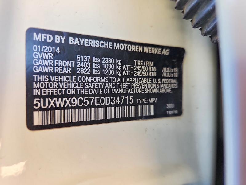2014 Bmw X3 მანქანა იყიდება აუქციონზე, vin: 5UXWX9C57E0D34715, აუქციონის ნომერი: 57163726