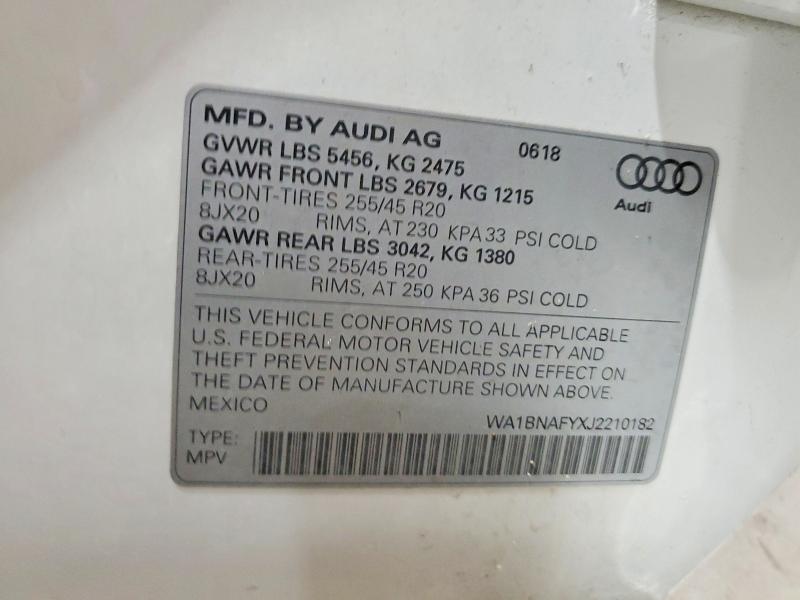 Auction sale of the 2018 Audi Q5, vin: WA1BNAFYXJ2210182, lot number: 59282626