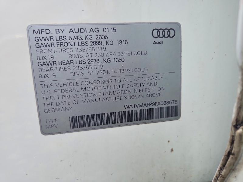Продажа на аукционе авто 2015 Audi Q5, vin: WA1VMAFP9FA088578, номер лота: 63402786