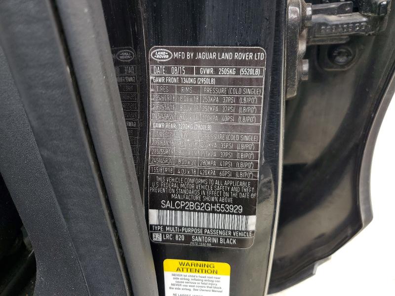 Продажа на аукционе авто 2016 Land Rover Discovery Sport, vin: SALCP2BG2GH553929, номер лота: 60974156