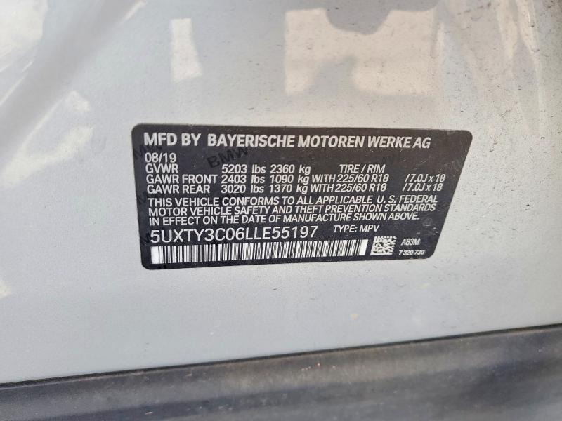 Продаж на аукціоні авто 2020 Bmw X3, vin: 5UXTY3C06LLE55197, номер лоту: 61299916