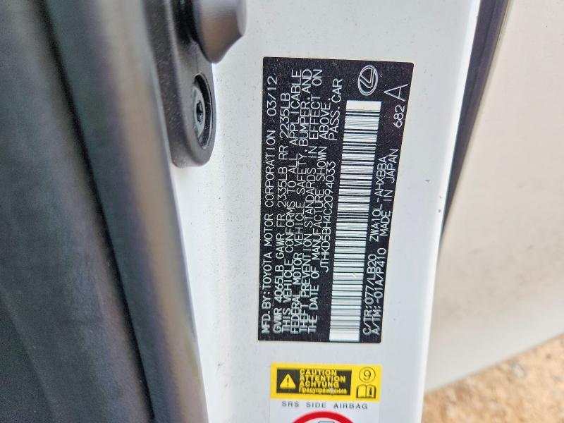Aukcja sprzedaży 2012 Lexus Ct, vin: JTHKD5BH4C2094033, numer aukcji: 61018686