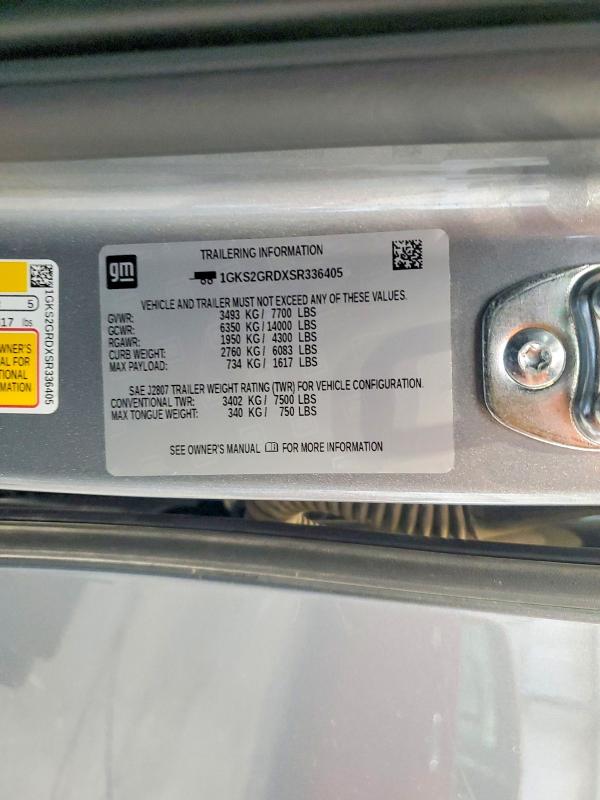 Aukcja sprzedaży 2025 Gmc Yukon Xl, vin: 1GKS2GRDXSR336405, numer aukcji: 56308726