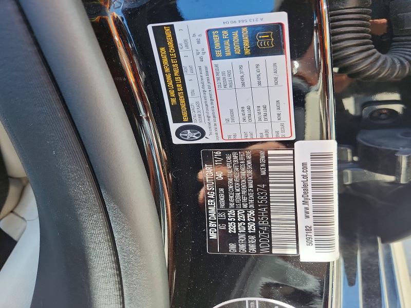 60188476 :رقم المزاد ، WDDZF4JB5HA158374 vin ، 2017 Mercedes-benz E مزاد بيع