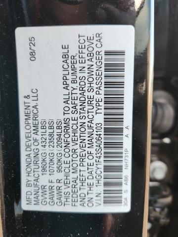 2025 Honda Accord მანქანა იყიდება აუქციონზე, vin: 1HGCY1F43SA064103, აუქციონის ნომერი: 61614456