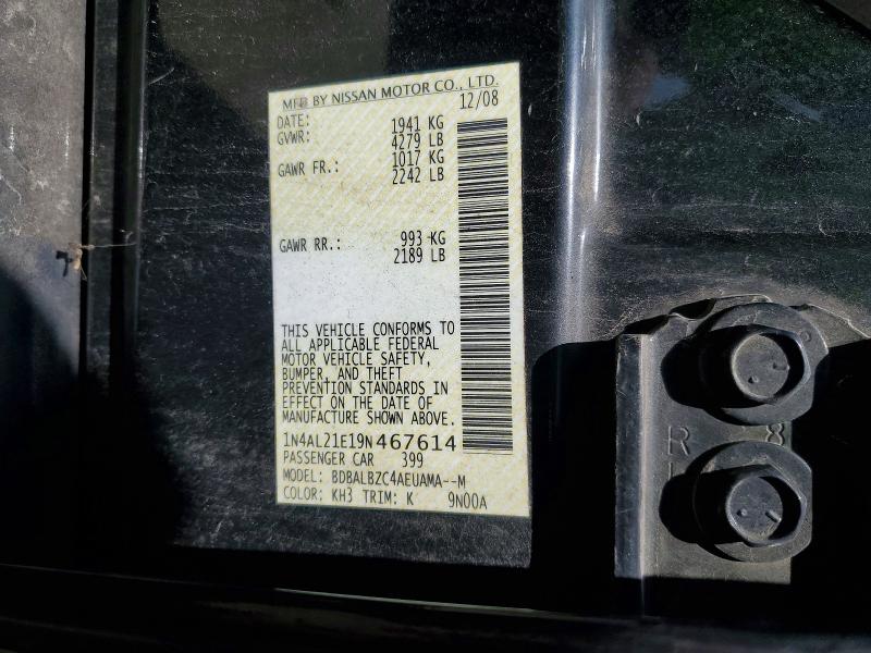 Aukcja sprzedaży 2009 Nissan Altima, vin: 1N4AL21E19N467614, numer aukcji: 62305086