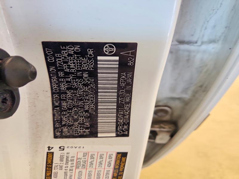 59279536 :رقم المزاد ، JTDBR32E870126741 vin ، 2007 Toyota Corolla مزاد بيع