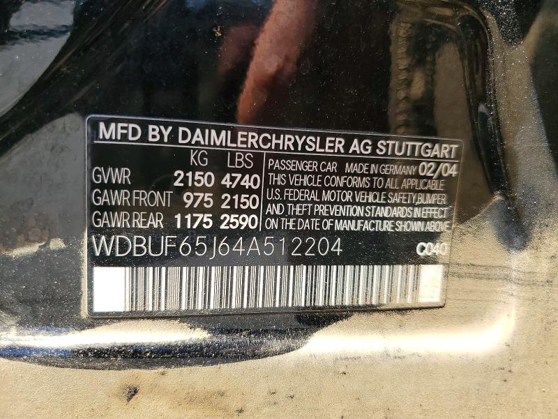 Продажа на аукционе авто 2004 Mercedes-benz E, vin: WDBUF65J64A512204, номер лота: 61812316