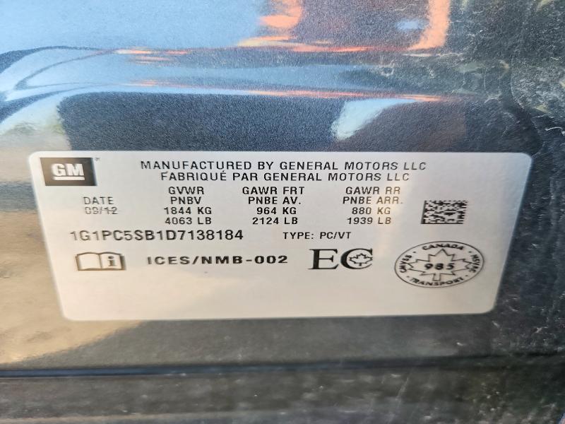 61522586 :رقم المزاد ، 1G1PC5SB1D7138184 vin ، 2013 Chevrolet Cruze مزاد بيع