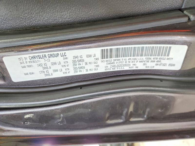 59594316 :رقم المزاد ، 1C4RDJDG2DC695224 vin ، 2013 Dodge Durango مزاد بيع