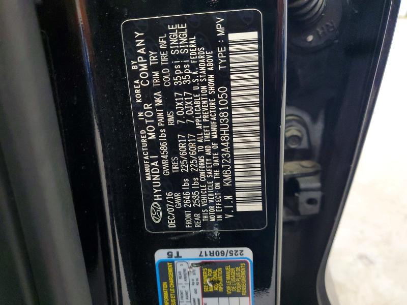 Aukcja sprzedaży 2017 Hyundai Tucson, vin: KM8J23A48HU381050, numer aukcji: 62201376