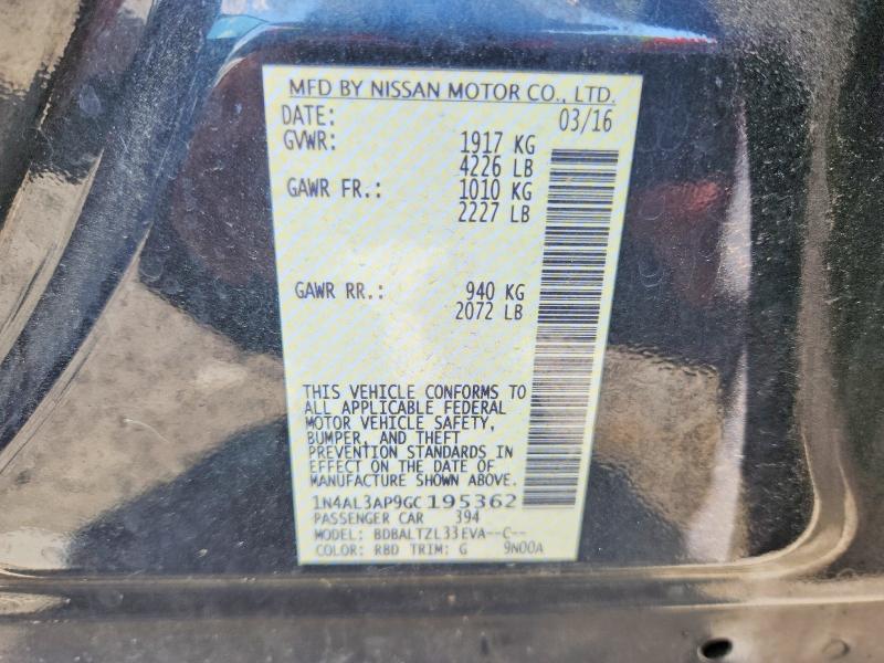 Auction sale of the 2016 Nissan Altima, vin: 1N4AL3AP9GC195362, lot number: 62512946