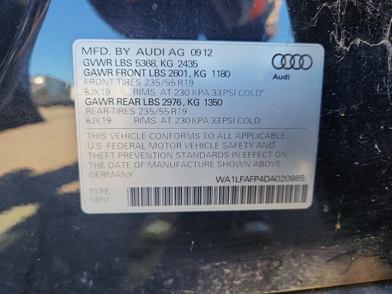 Aukcja sprzedaży 2013 Audi Q5, vin: WA1LFAFP4DA020865, numer aukcji: 62819806