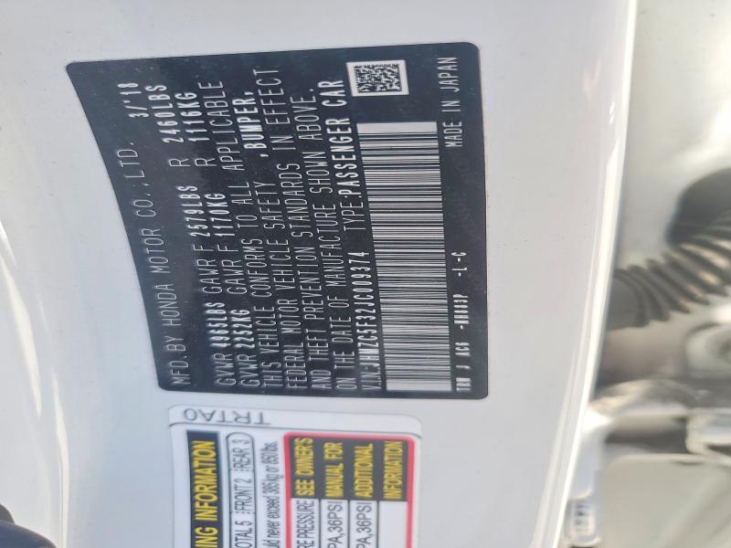 61354066 :رقم المزاد ، JHMZC5F32JC009374 vin ، 2018 Honda Clarity مزاد بيع