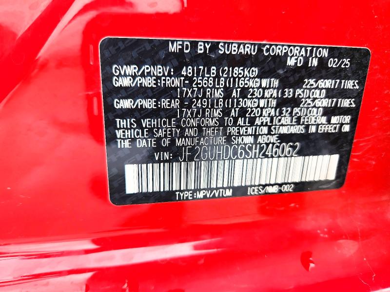 2025 Subaru Crosstrek მანქანა იყიდება აუქციონზე, vin: JF2GUHDC6SH246062, აუქციონის ნომერი: 58356126