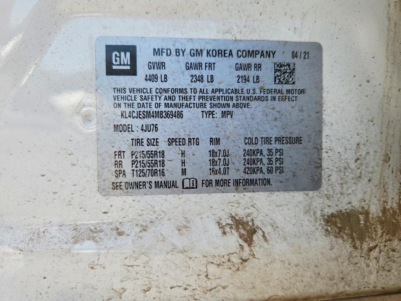 Aukcja sprzedaży 2021 Buick Encore, vin: KL4CJESM4MB369486, numer aukcji: 60855496
