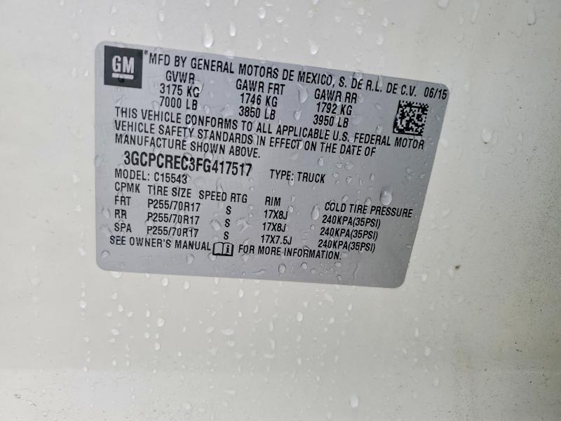 62616906 :رقم المزاد ، 3GCPCREC3FG417517 vin ، 2015 Chevrolet Silverado مزاد بيع
