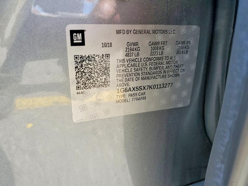 Aukcja sprzedaży 2019 Cadillac Cts, vin: 1G6AX5SX7K0113277, numer aukcji: 62594076