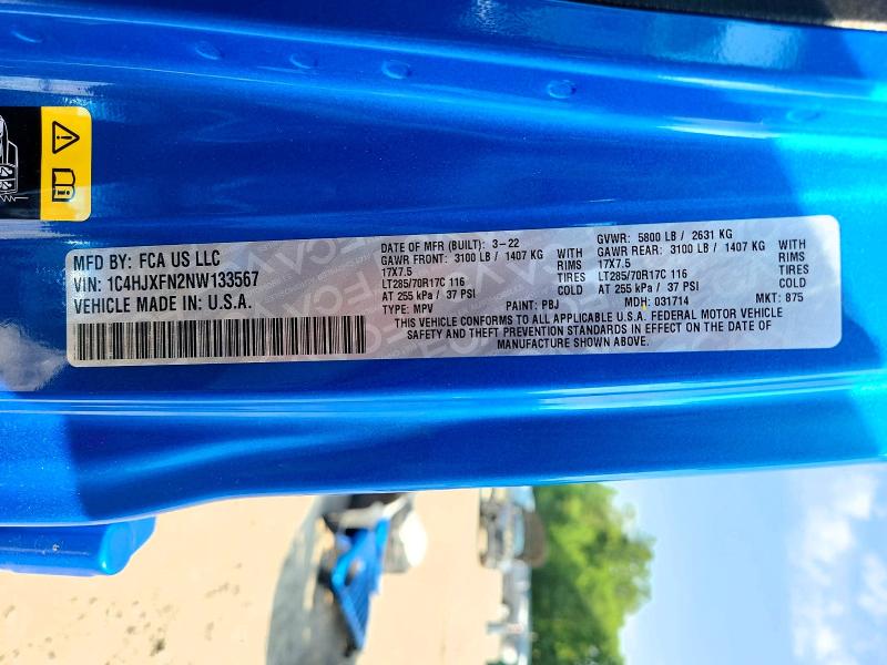 Продажа на аукционе авто 2022 Jeep Wrangler Unlimited, vin: 1C4HJXFN2NW133567, номер лота: 85456495