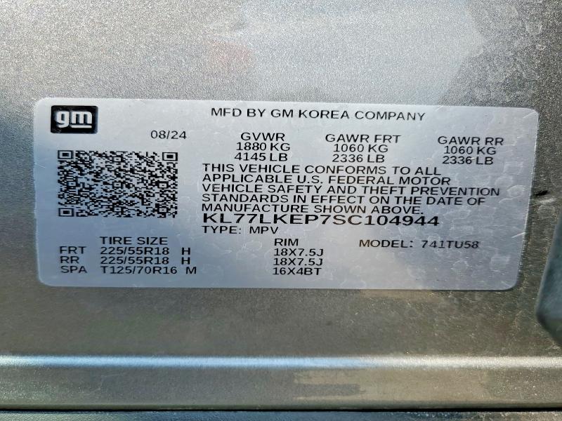 Aukcja sprzedaży 2025 Chevrolet Trax, vin: KL77LKEP7SC104944, numer aukcji: 61560086
