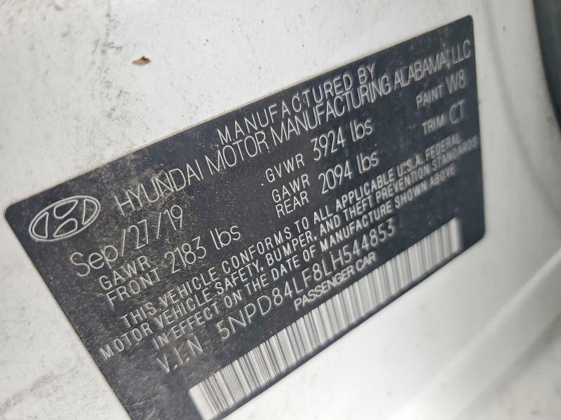 60673036 :رقم المزاد ، 5NPD84LF8LH544853 vin ، 2020 Hyundai Elantra مزاد بيع