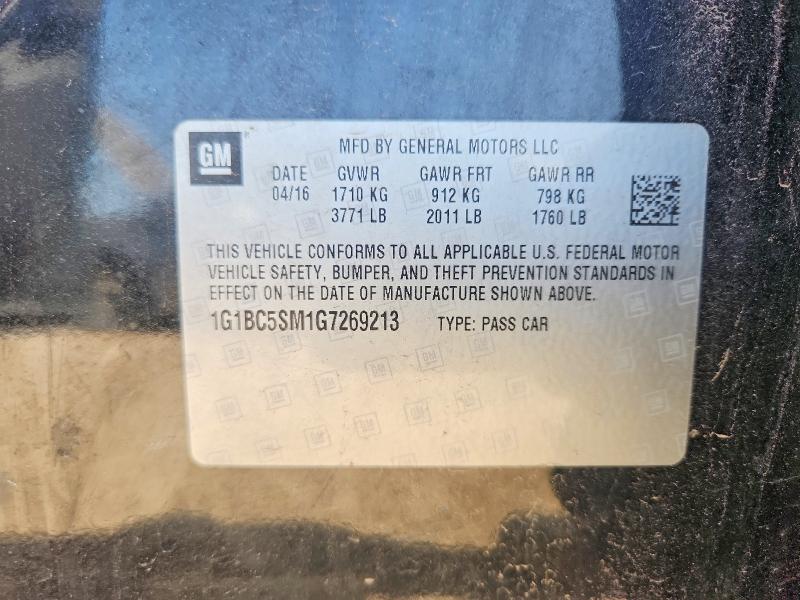 Продаж на аукціоні авто 2016 Chevrolet Cruze, vin: 1G1BC5SM1G7269213, номер лоту: 85972255