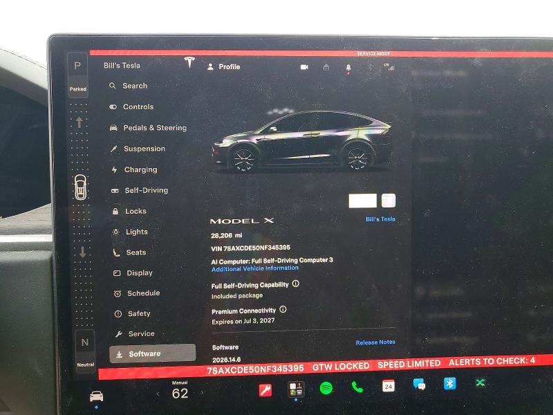 Aukcja sprzedaży 2022 Tesla Model X, vin: 7SAXCDE50NF345395, numer aukcji: 62094376