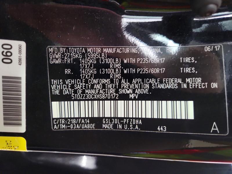 Продажа на аукционе авто 2017 Toyota Sienna, vin: 5TDZZ3DCXHS870172, номер лота: 60012596