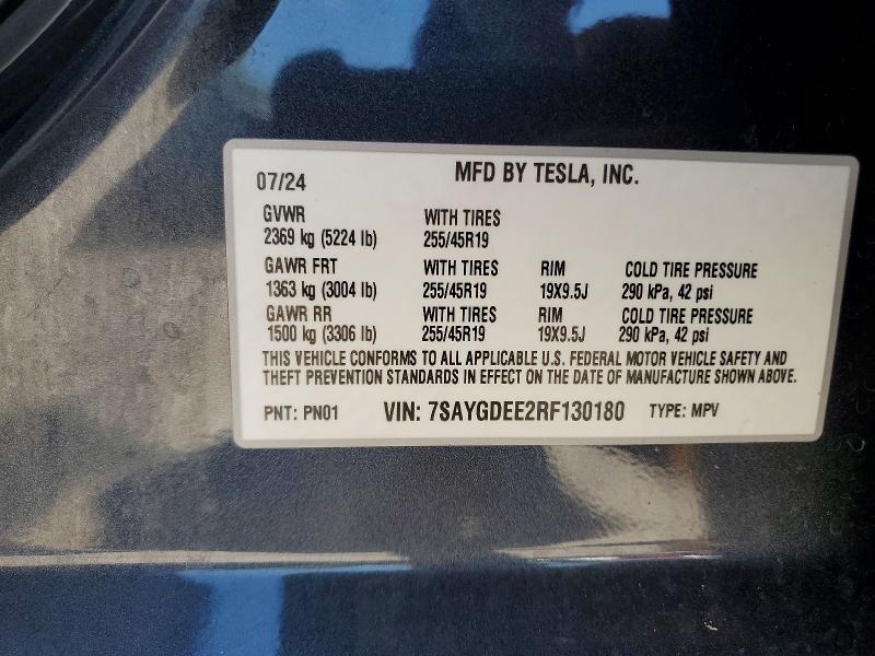 Aukcja sprzedaży 2024 Tesla Model Y, vin: 7SAYGDEE2RF130180, numer aukcji: 60065106