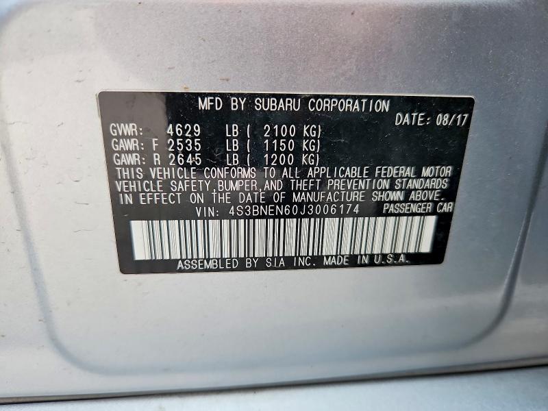 Продажа на аукционе авто 2018 Subaru Legacy, vin: 4S3BNEN60J3006174, номер лота: 58813266