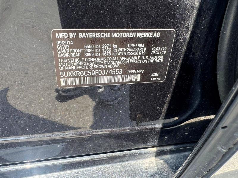 61739586 :رقم المزاد ، 5UXKR6C59F0J74553 vin ، 2015 Bmw X5 مزاد بيع