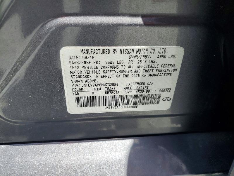 Продаж на аукціоні авто 2017 Infiniti Q50, vin: JN1EV7AP6HM732586, номер лоту: 61409606