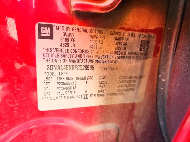 60958526 :رقم المزاد ، 3GNAL4EK8FS528505 vin ، 2015 Chevrolet Captiva مزاد بيع