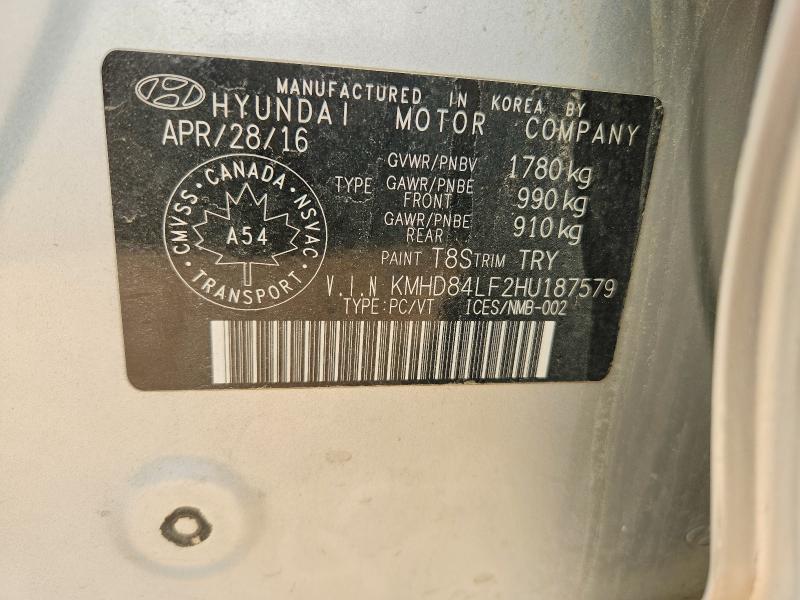 Продаж на аукціоні авто 2017 Hyundai Elantra, vin: KMHD84LF2HU187579, номер лоту: 62326826