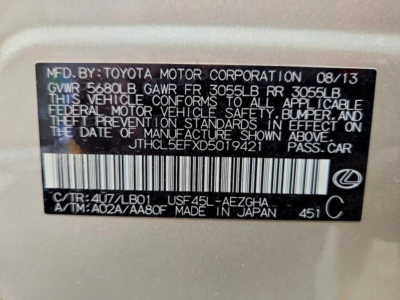 Продажа на аукционе авто 2013 Lexus Ls, vin: JTHCL5EFXD5019421, номер лота: 62053046