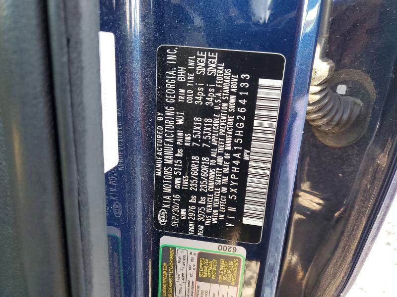 Продаж на аукціоні авто 2017 Kia Sorento, vin: 5XYPH4A15HG264133, номер лоту: 62848526