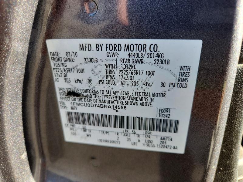 Продаж на аукціоні авто 2011 Ford Escape, vin: 1FMCU0D74BKA14558, номер лоту: 60874566