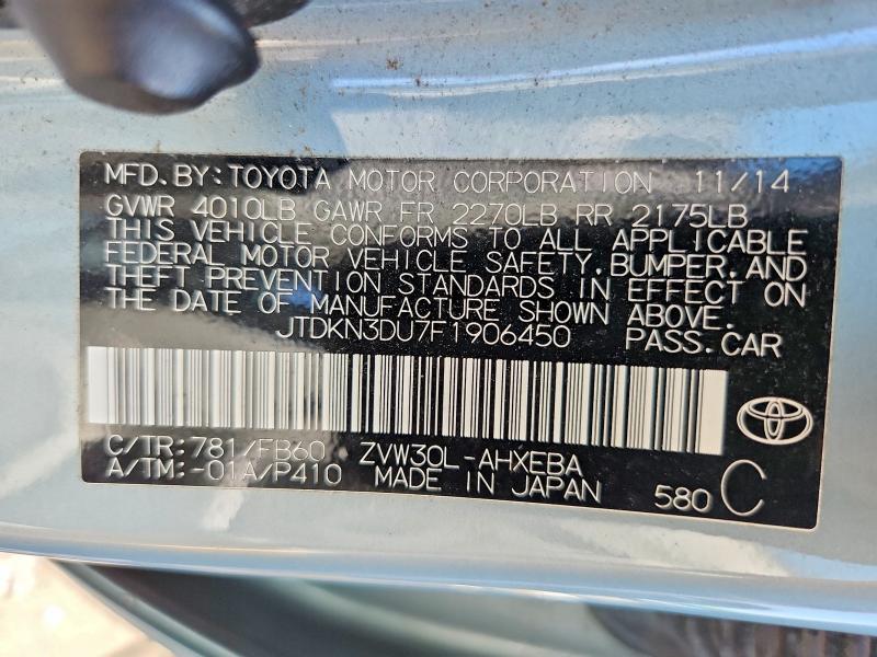 Aukcja sprzedaży 2015 Toyota Prius, vin: JTDKN3DU7F1906450, numer aukcji: 51226836