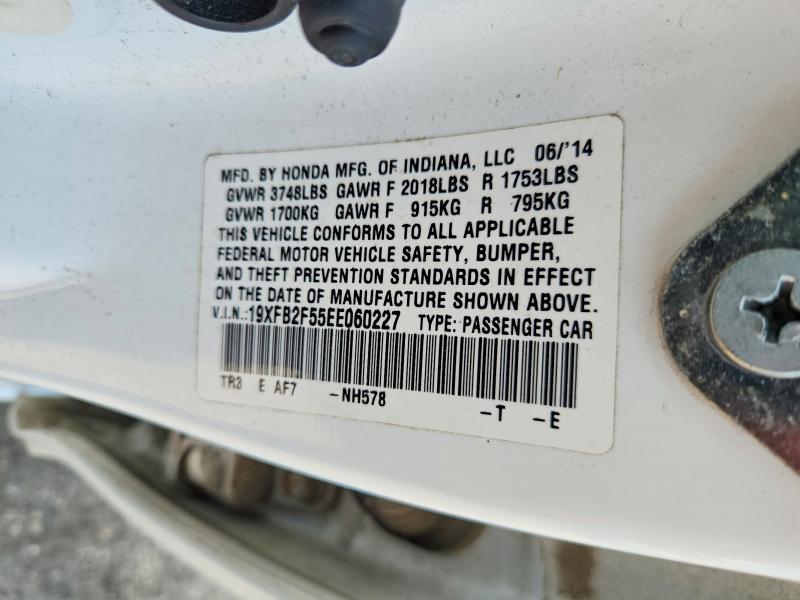 59739476 :رقم المزاد ، 19XFB2F55EE060227 vin ، 2014 Honda Civic مزاد بيع