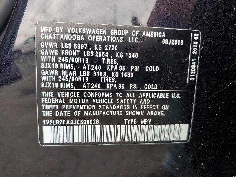 2018 Volkswagen Atlas მანქანა იყიდება აუქციონზე, vin: 1V2LR2CA8JC590028, აუქციონის ნომერი: 60991236