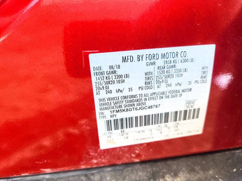 Aukcja sprzedaży 2018 Ford Explorer, vin: 1FM5K8GT6JGC48787, numer aukcji: 60378286