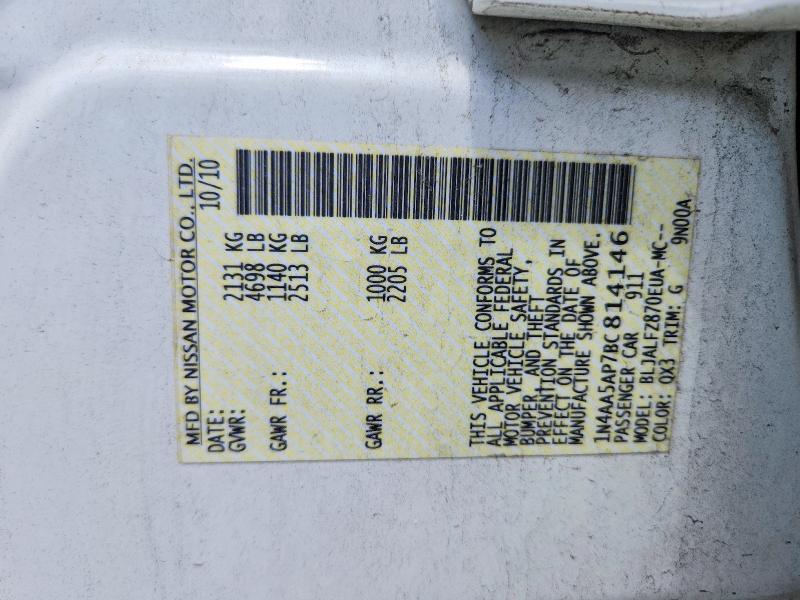 2011 Nissan Maxima მანქანა იყიდება აუქციონზე, vin: 1N4AA5AP7BC814146, აუქციონის ნომერი: 61609126