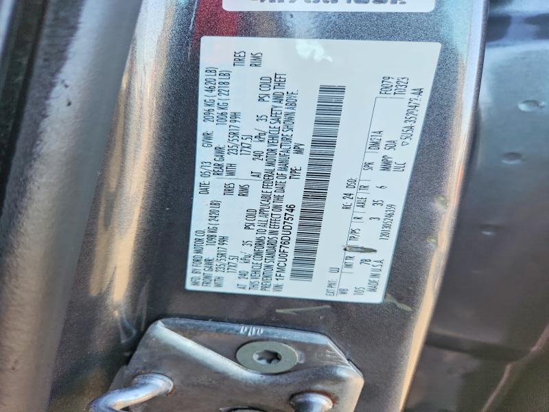 60494856 :رقم المزاد ، 1FMCU0F76DUD75746 vin ، 2013 Ford Escape مزاد بيع