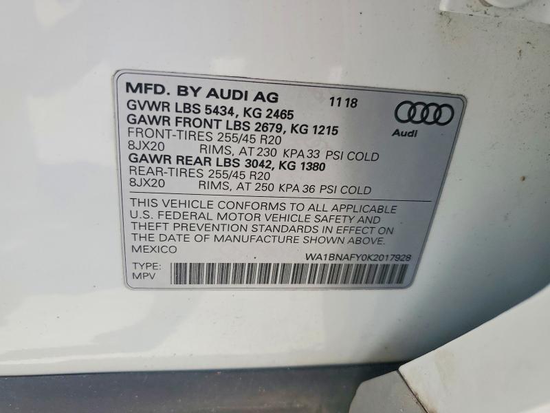 Продажа на аукционе авто 2019 Audi Q5, vin: WA1BNAFY0K2017928, номер лота: 59732686