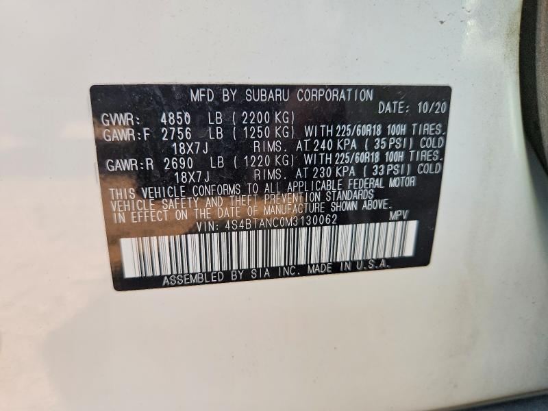 Продаж на аукціоні авто 2021 Subaru Outback, vin: 4S4BTANC0M3130062, номер лоту: 62393986