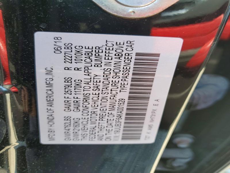 60597766 :رقم المزاد ، 19UUB3F64KA001529 vin ، 2019 Acura Tlx مزاد بيع