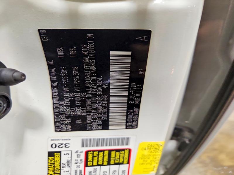 2018 Toyota Sienna მანქანა იყიდება აუქციონზე, vin: 5TDDZ3DC1JS194968, აუქციონის ნომერი: 60919476