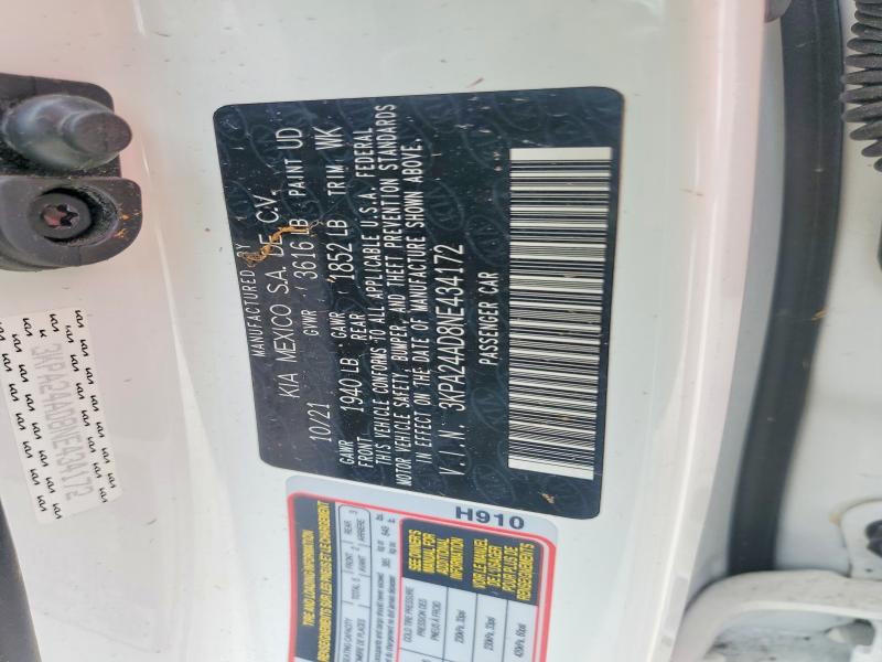 62438036 :رقم المزاد ، 3KPA24AD8NE434172 vin ، 2022 Kia Rio مزاد بيع