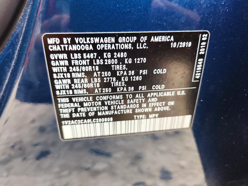 Продажа на аукционе авто 2020 Volkswagen Atlas Cross Sport, vin: 1V2AC2CA9LC200808, номер лота: 60992316